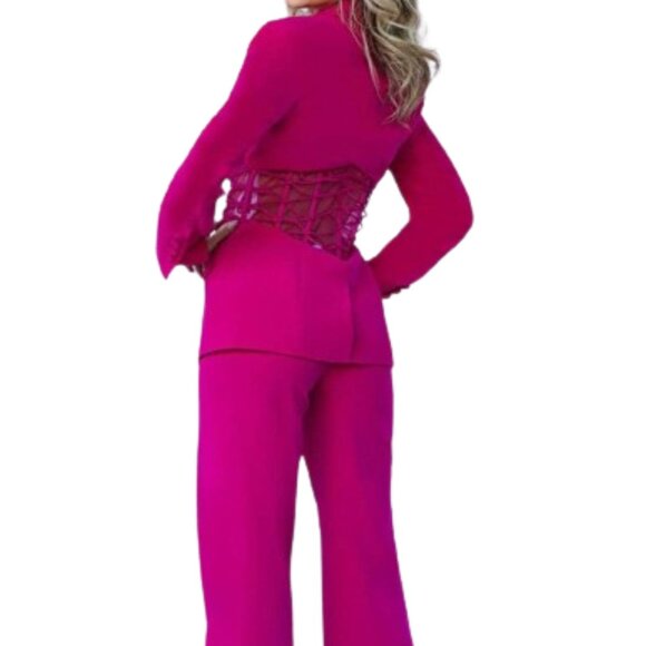 Jovani 07227SC Formal Pantsuit Fuchsia Size 4 - Picture 3 of 6